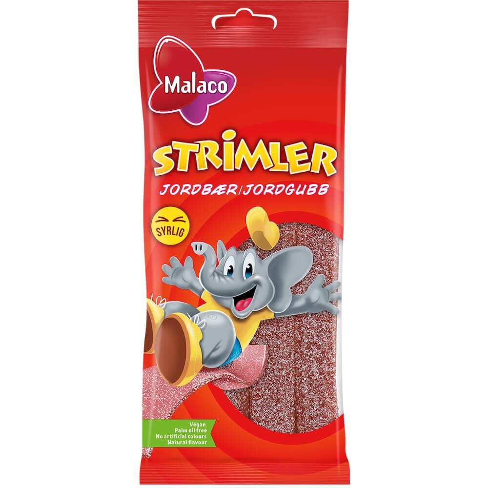 Malaco Strimler Jordgubb 80g