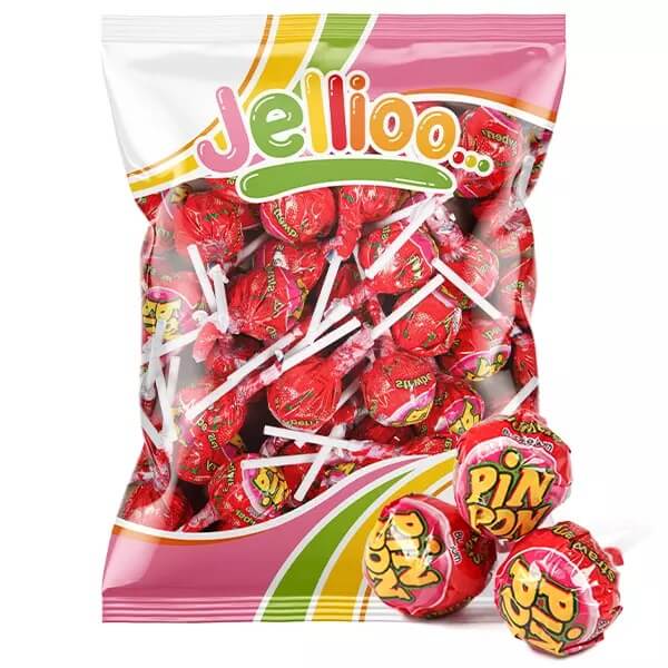 Pin Pon Lollipop Gum Sour Strawberry 53st