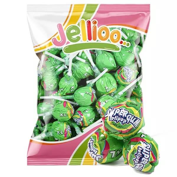 Super Gum Lollipop Gum Green Apple 53st