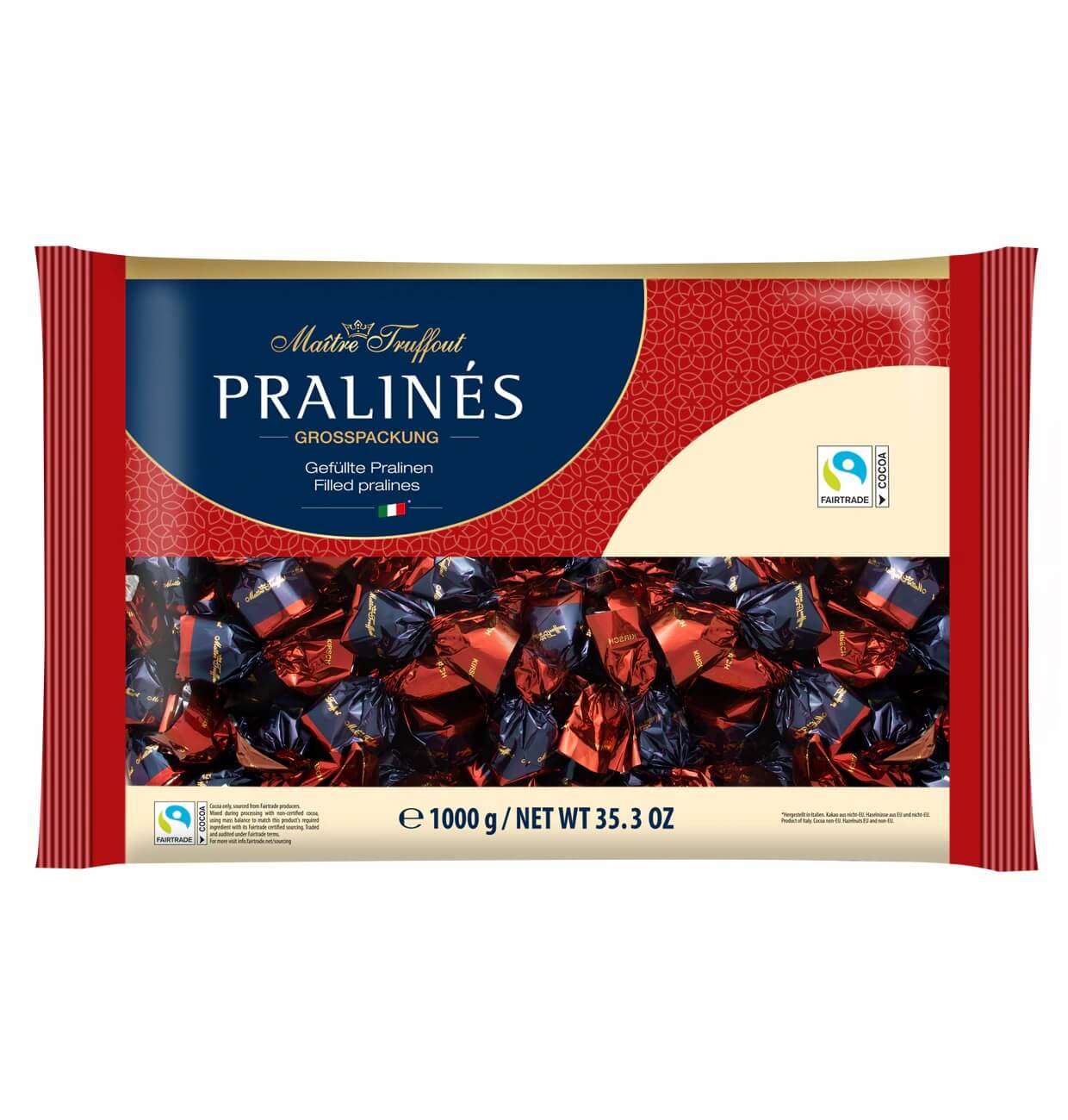 Maitre Truffout Pralines Dark Chocolate with Cherry & Liqueur Filling 1kg