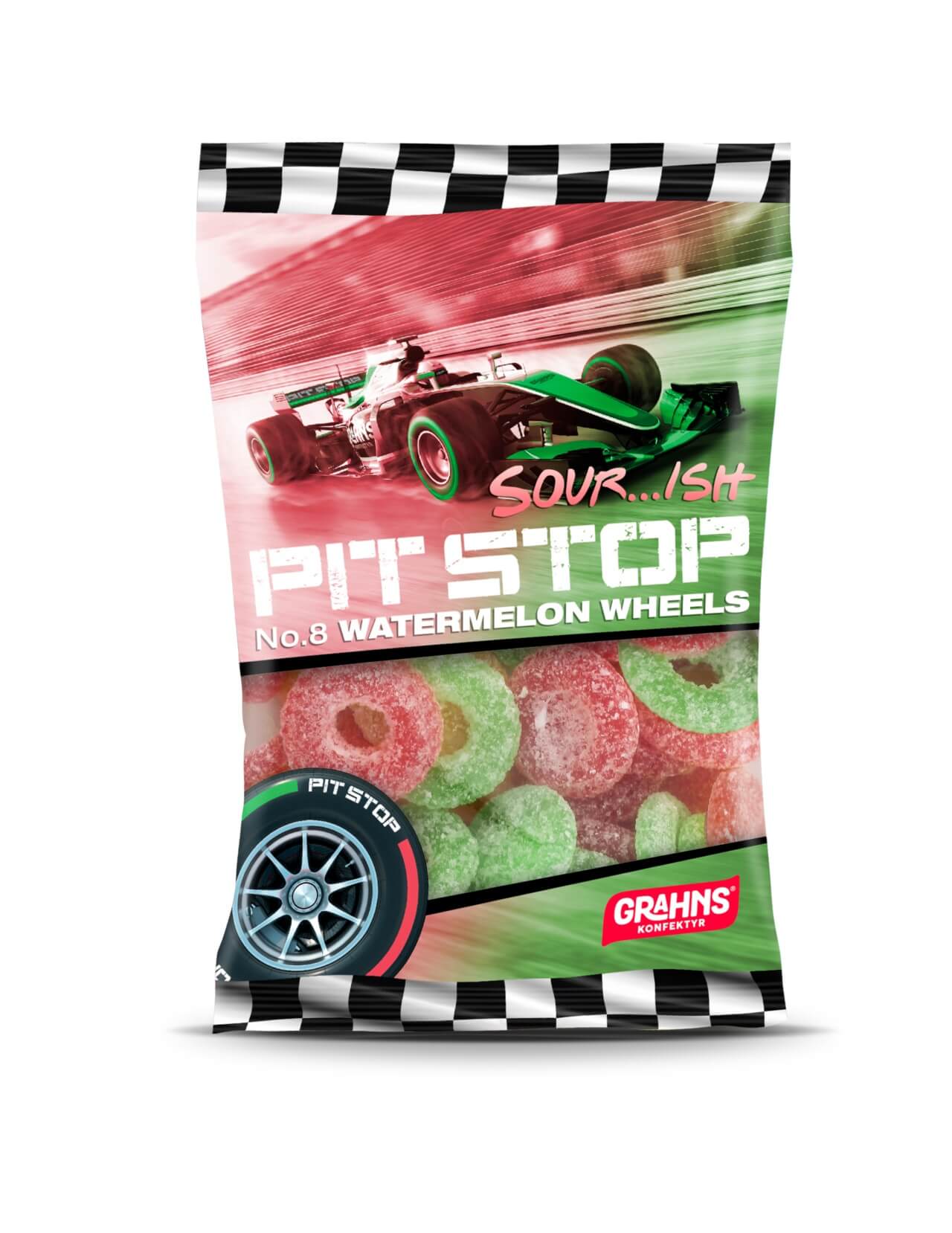 Pit Stop Sour Watermelon Wheels 100g