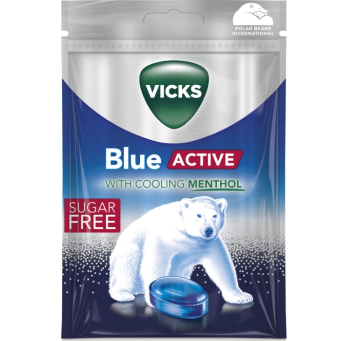 Vicks Blue Active Sockerfri 72g