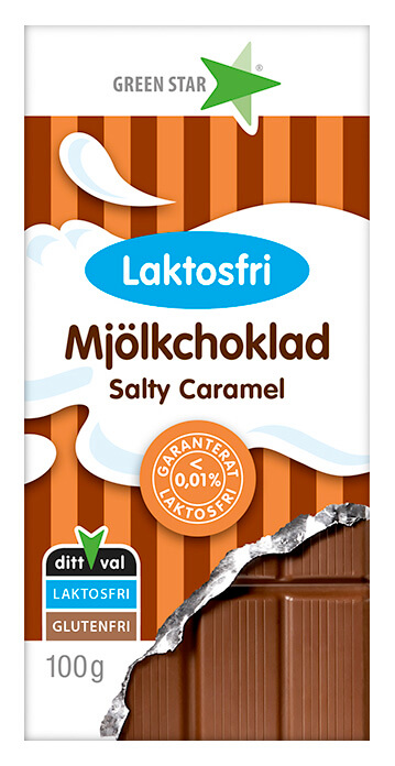 Green Star Mjölkchoklad Laktosfri Salty Caramel 100g(BF:2025-08-04)