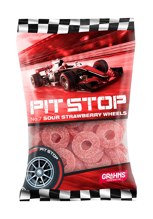 Pit Stop Sour Strawberry Wheels 100g