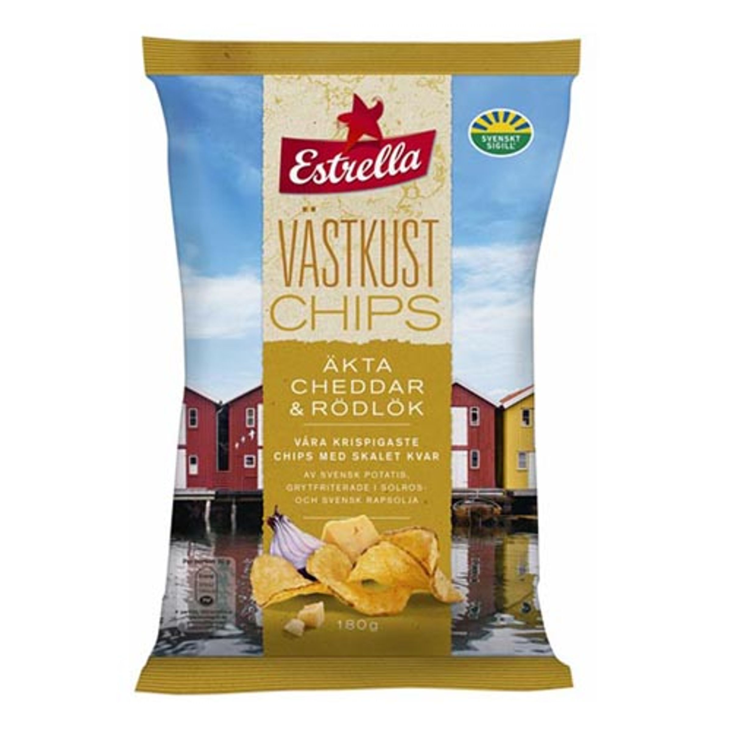 Estrella Västkustchips Cheddar & Rödlök - 180 gram