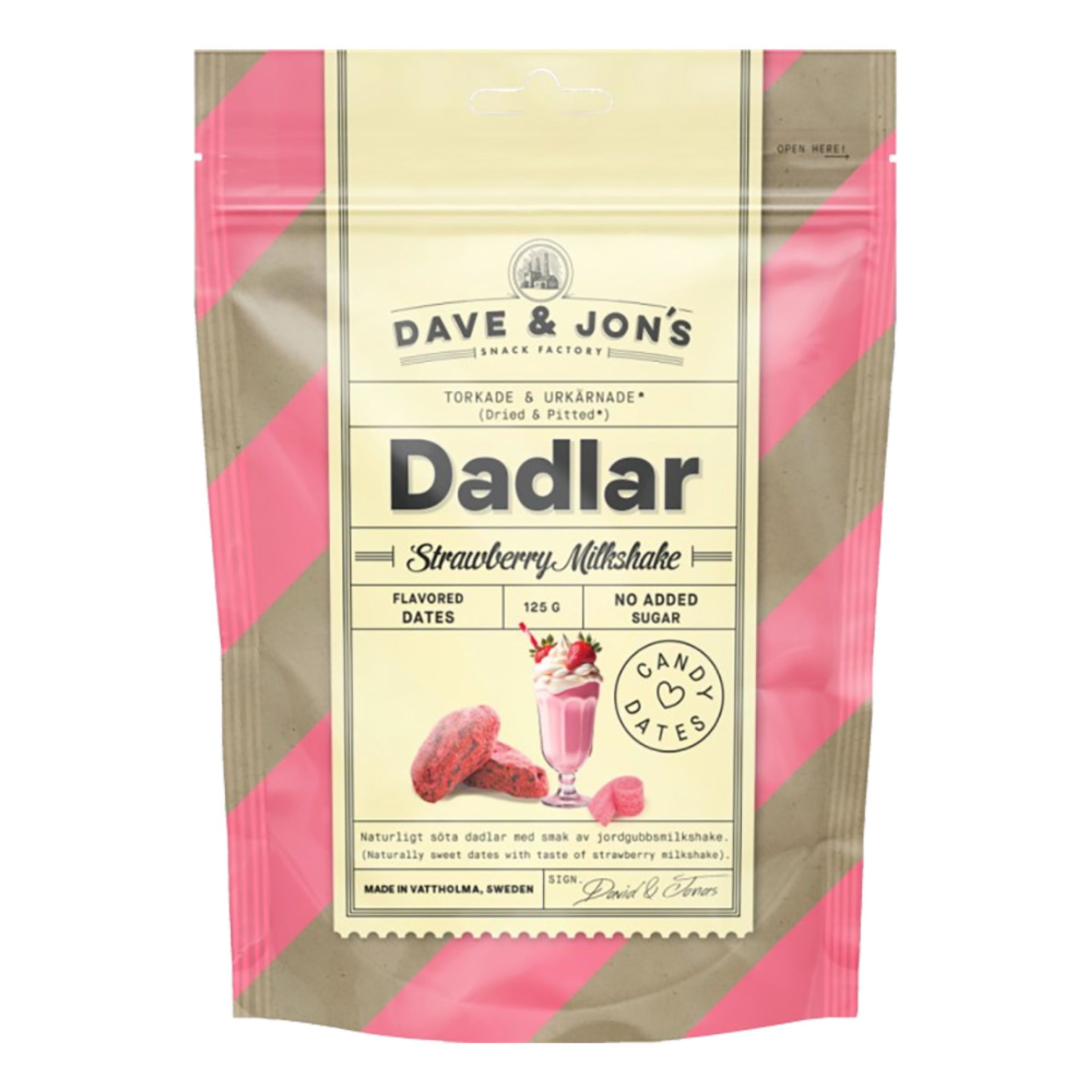 Dave & Jon's Dadlar Strawberry Milkshake - 125 gram