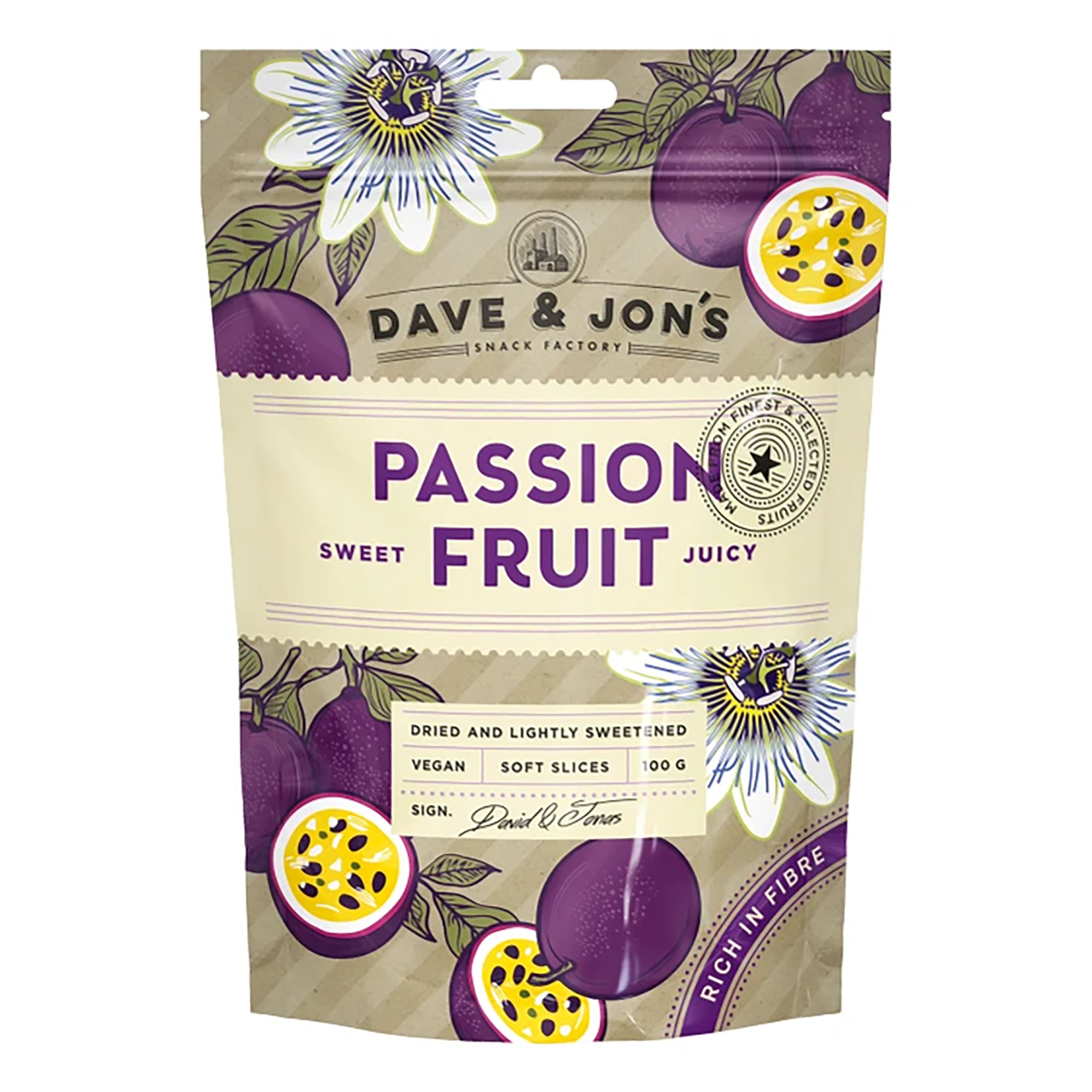 Dave & Jon's Torkad Passionsfrukt - 100 gram
