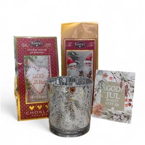 God Jul-paket till Fröken (te, lykta, chokladpraliner & kort)