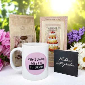 Presentset Fröken (mugg, kaffe, praliner och kort)