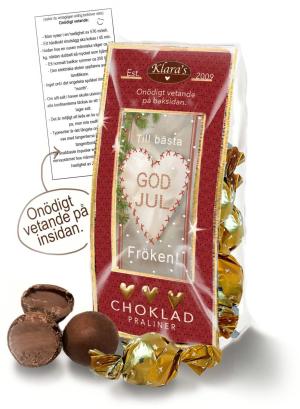 God Jul Fröken - Lyxiga chokladpraliner i cellfofanpåse