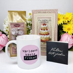 Presentset Fröken (mugg, te, praliner och kort)