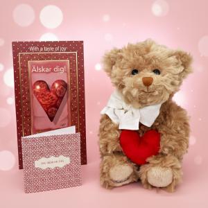 Presentset Nallen Anton, choklad och kort