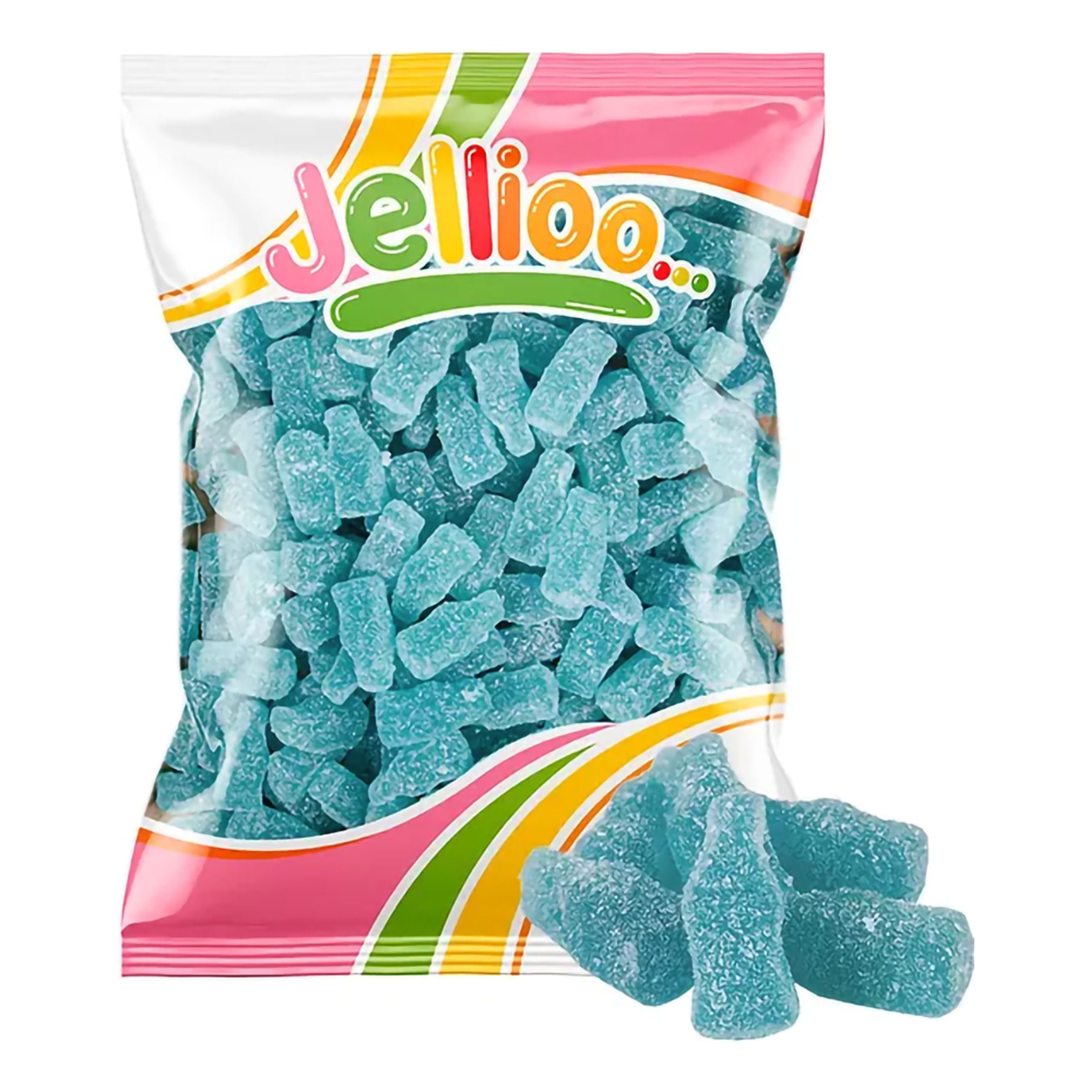 Jellioo Sour Gummy Blue Raspberry Bottle Storpack - 1 kg
