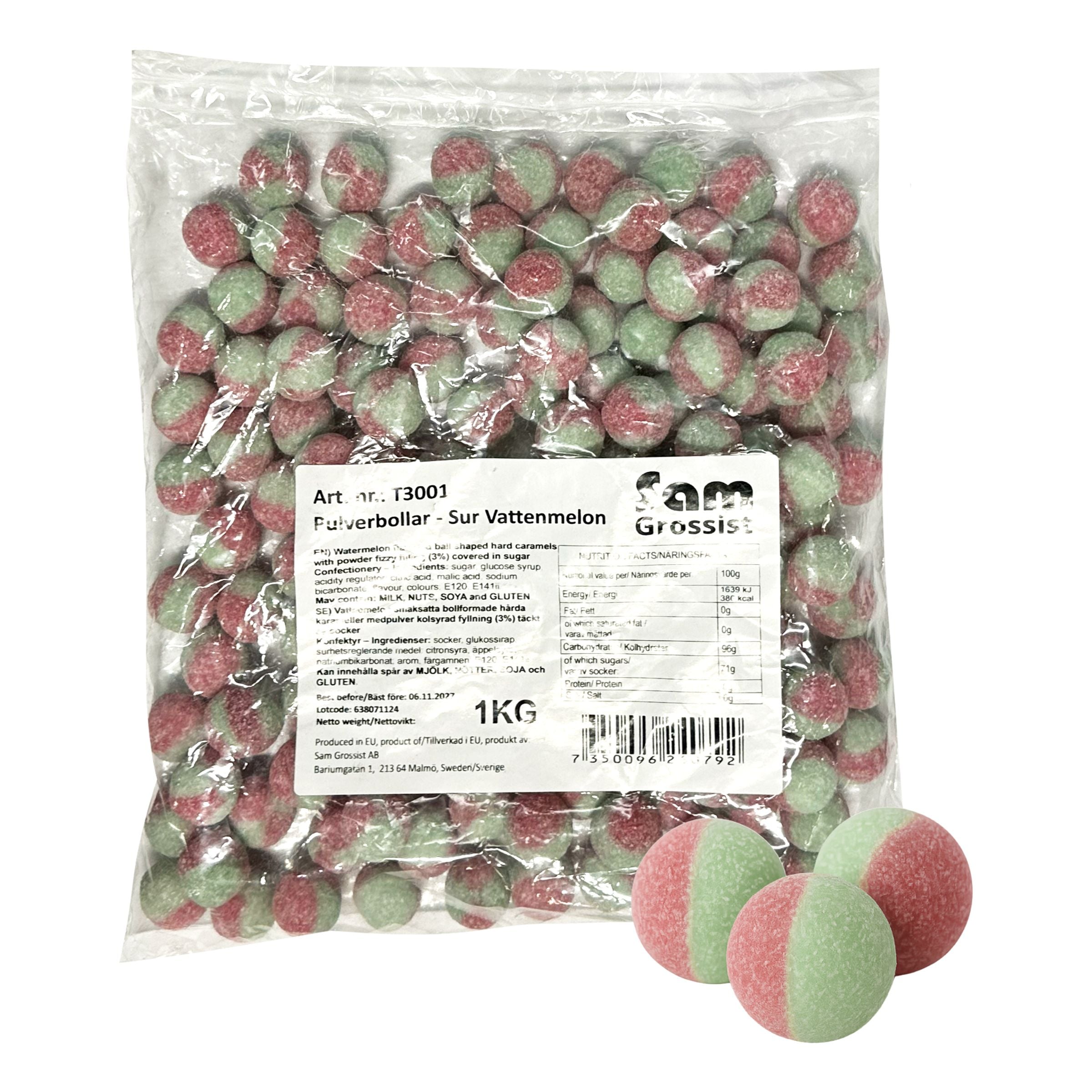 Pulverbollar Sur Vattenmelon Storpack - 1 kg