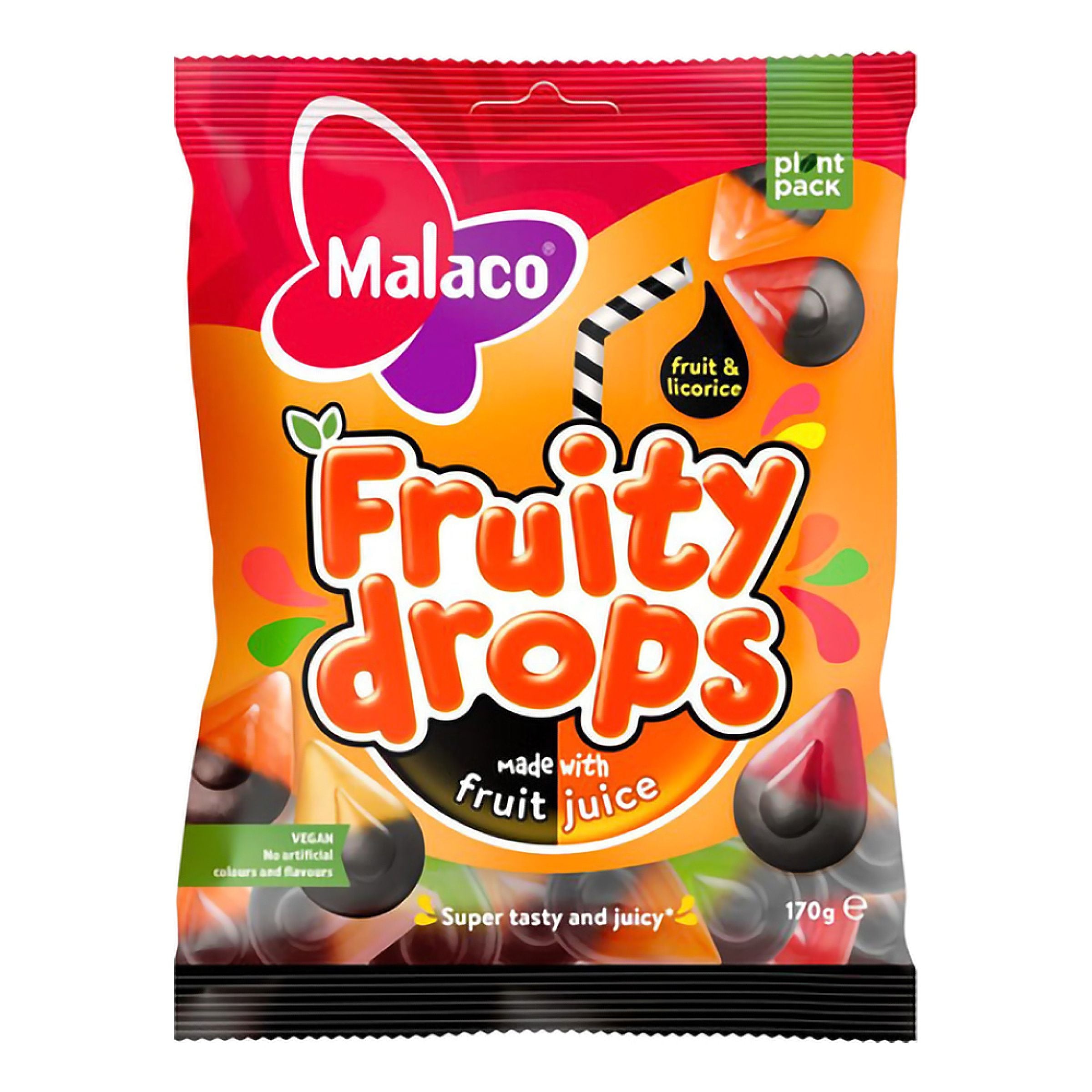 Malaco Fruity Drops Fruit & Licorice - 170 g